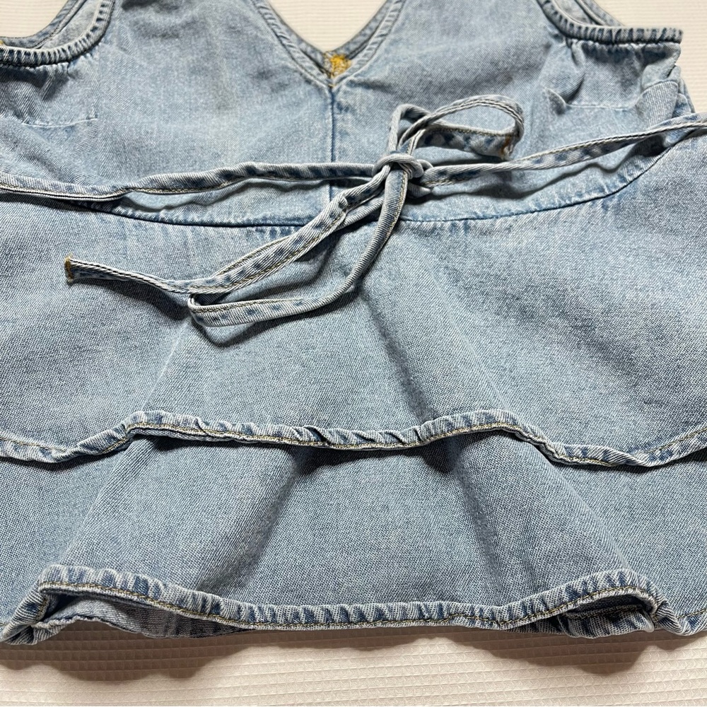 Womens xxsmall American Eagle‎ denim blue jean crop top mini tank top - Picture 6 of 6